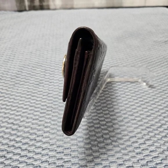 Gucci Guccissima Leather Maroon Brown Long Wallet with Gold Heart GG Design - Picture 6 of 7